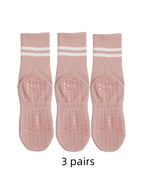 3 pairs of soft pink women sports socks designed for indoor workout yoga and pilates exercises