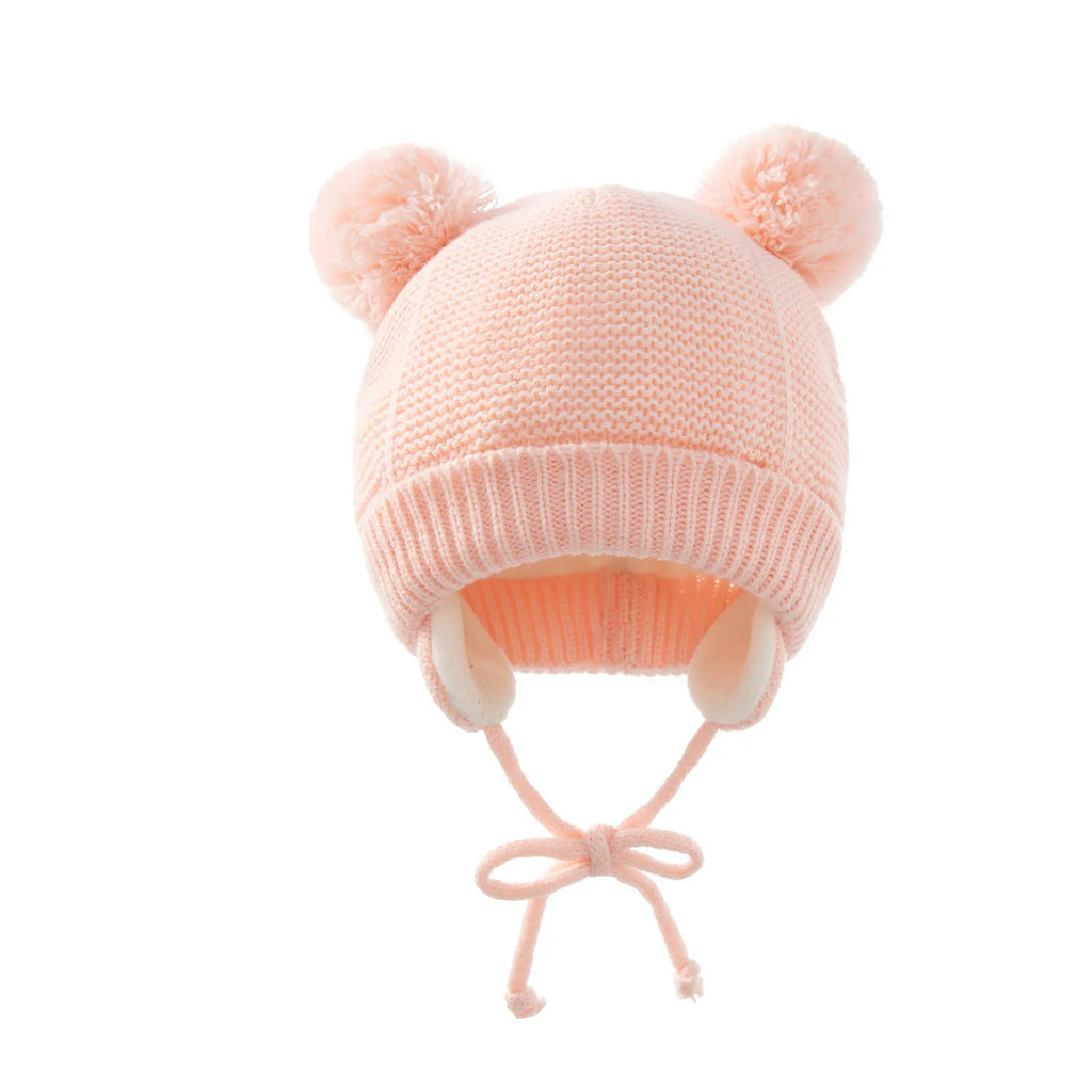 Winter Baby Hat & Gloves Set Warm Fleece Knitted Cap