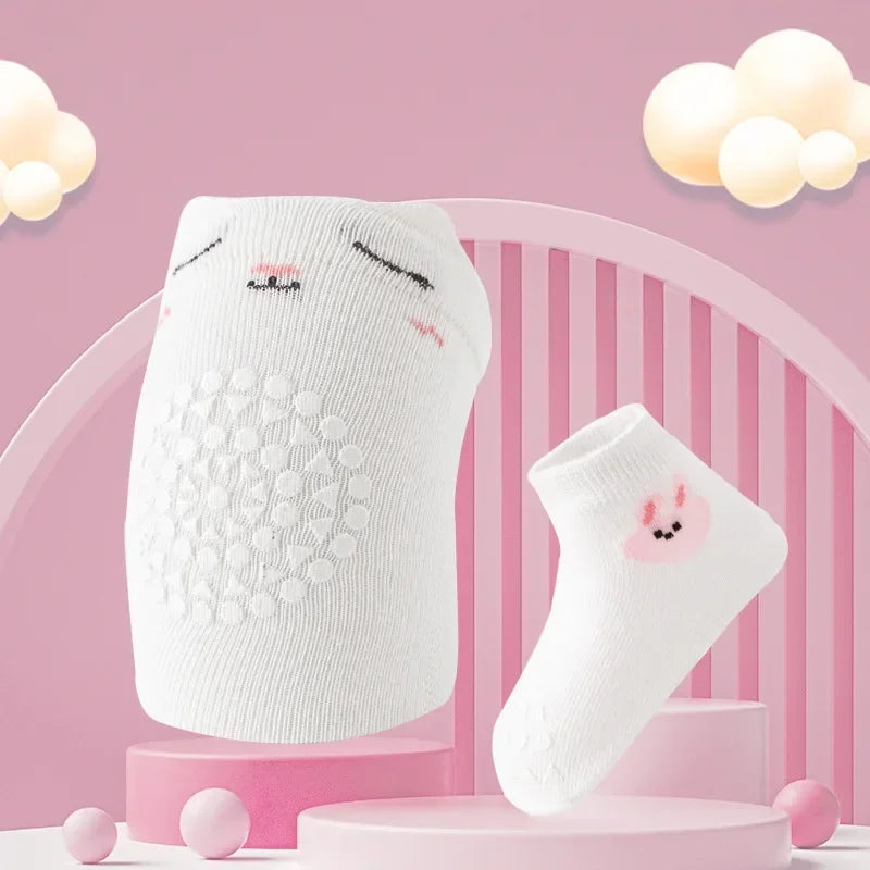 Baby Knee Pads Socks Set Anti-Slip Crawling Knee Protector