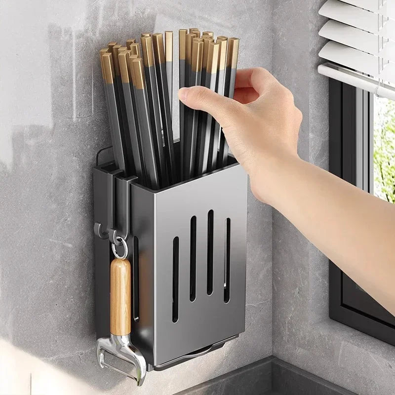 Wall Mounted Chopstick Holder No Drill Storage