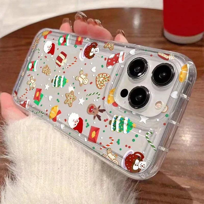Cartoon Christmas Clear Case for iPhone 11 12 13 14 15 16 17
