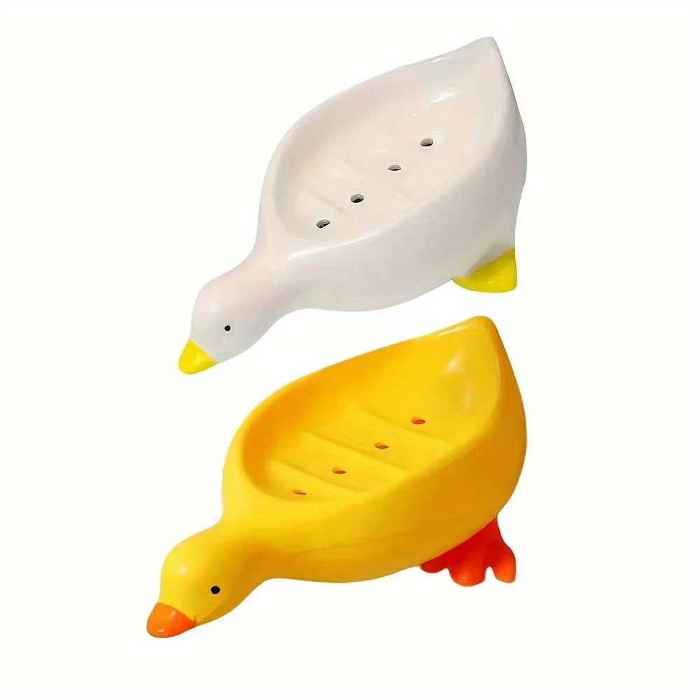 Cute Duck Soap Tray – Self Draining Soap Holder for Bathroom & Kitchen