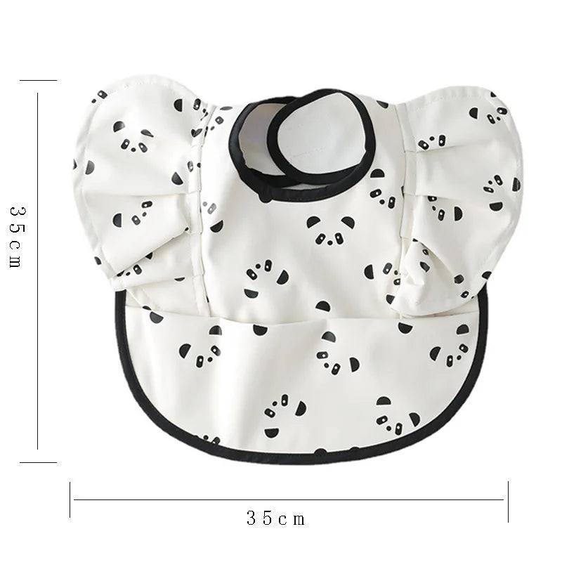 Waterproof Baby Bib with Pocket Soft PU Feeding Bib for Kids