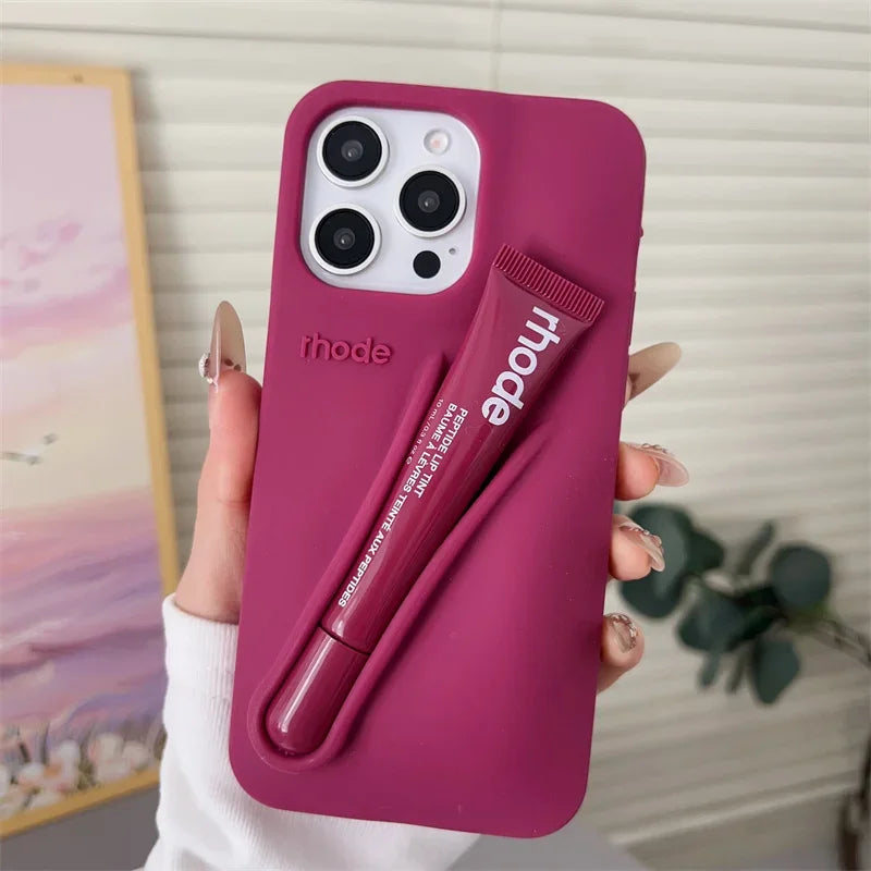 Lemontini Lip Gloss Holder Case for iPhone 17 16 15 14 13 12 Pro Max