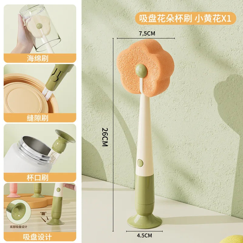 3-in-1 Bottle Cleaning Brush Suction Cup Brush