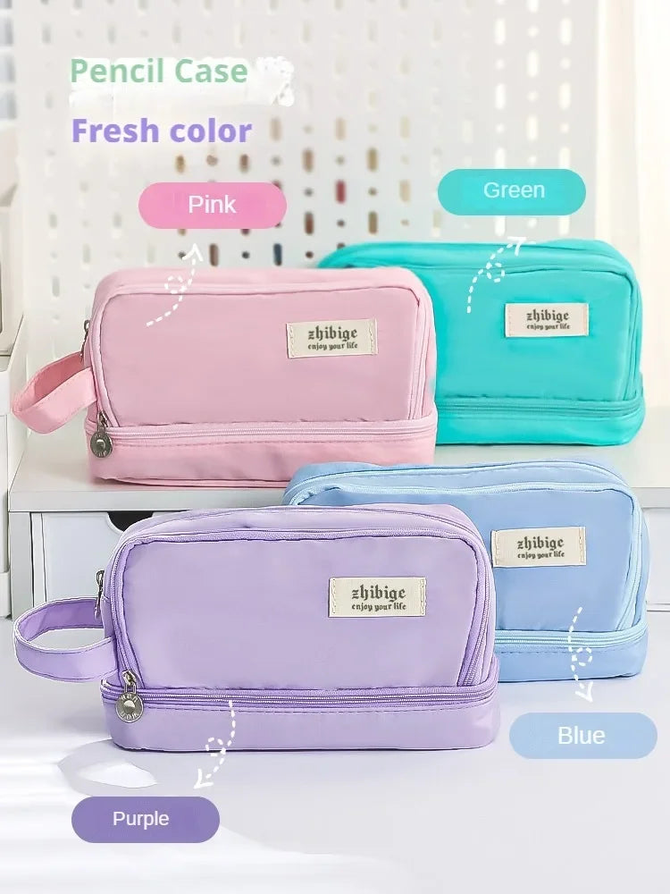 Large Capacity Pencil Case Macaron Color School Pen Bag