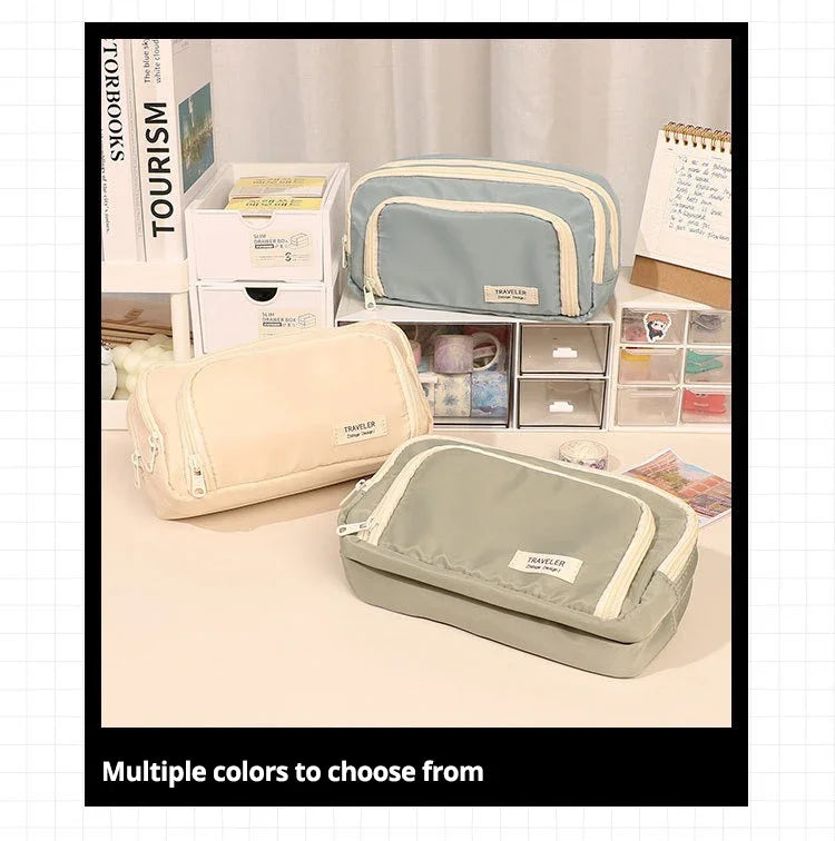 Large Capacity Pencil Case Stationery & Cosmetics Storage Bag