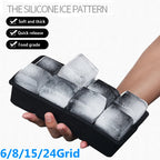 Large Silicone Ice Cube Tray Jumbo Square Ice Maker Mold (4/6/8/15 Grid)