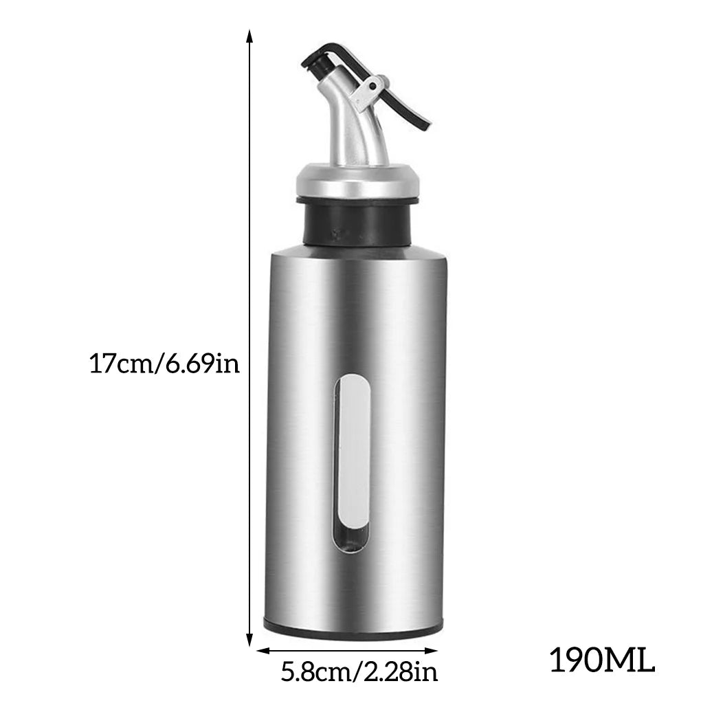 Portable Stainless Oil Bottle 190ml Kitchen Sauce & Vinegar Dispenser
