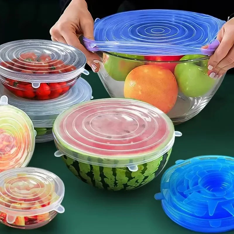 Silicone Stretch Lids 6Pcs Reusable Food Covers & Fresh Keeping Bowl Lids