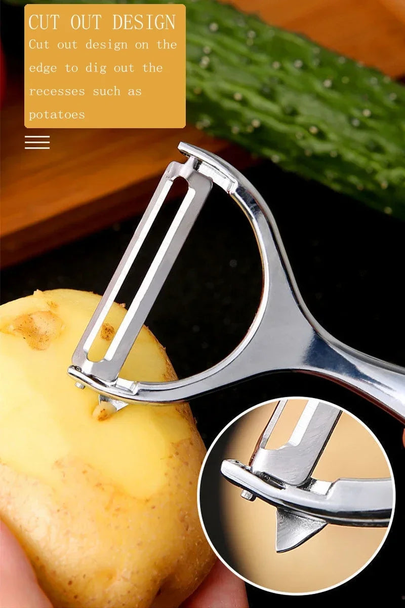 Stainless Steel Vegetable Peeler & Shredder – 2-in-1 Kitchen Grater Tool