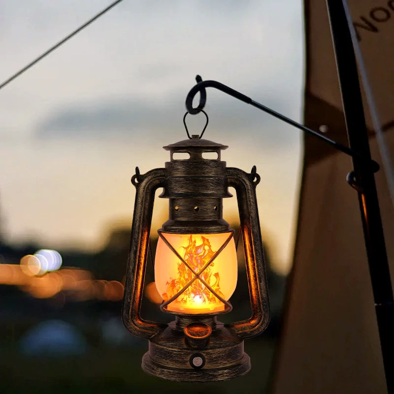 USB Rechargeable Retro Flame Camping Lantern LED Light Main image