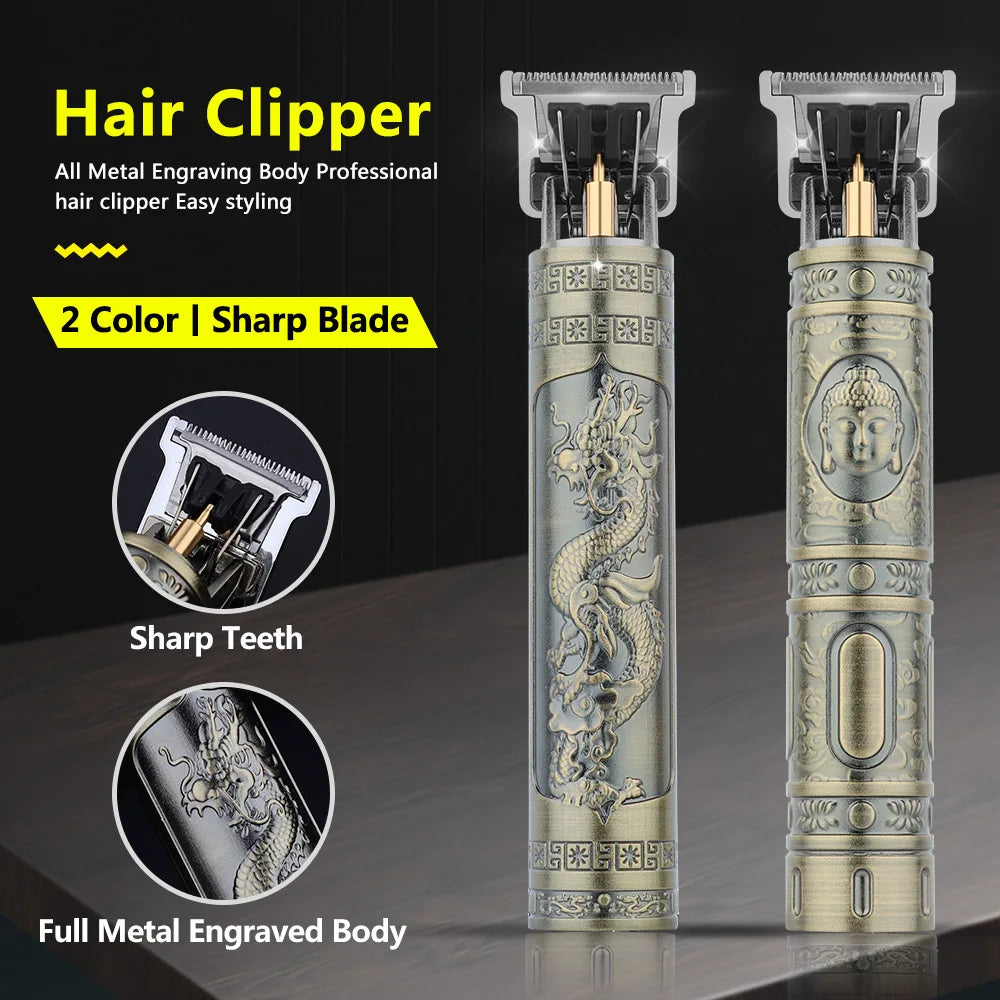 Retro T9 Hair Clipper Cordless Trimmer USB Recharge Barber Shaver Pro