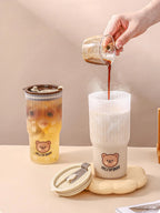 WORTHBUY Cute Bear Water Cup Leak Proof Portable Travel Tumbler
