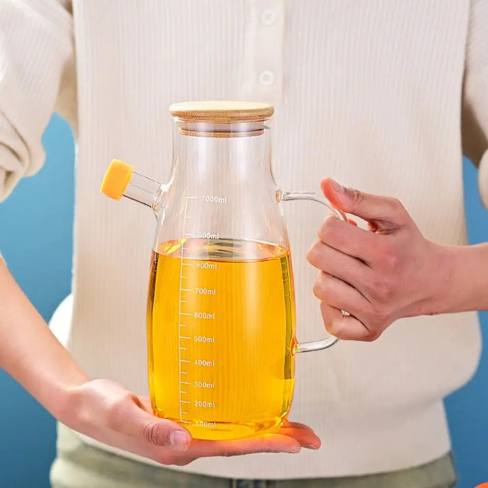 900/1000ml Glass Oil Bottle Heat Resistant Oil Dispenser with Handle