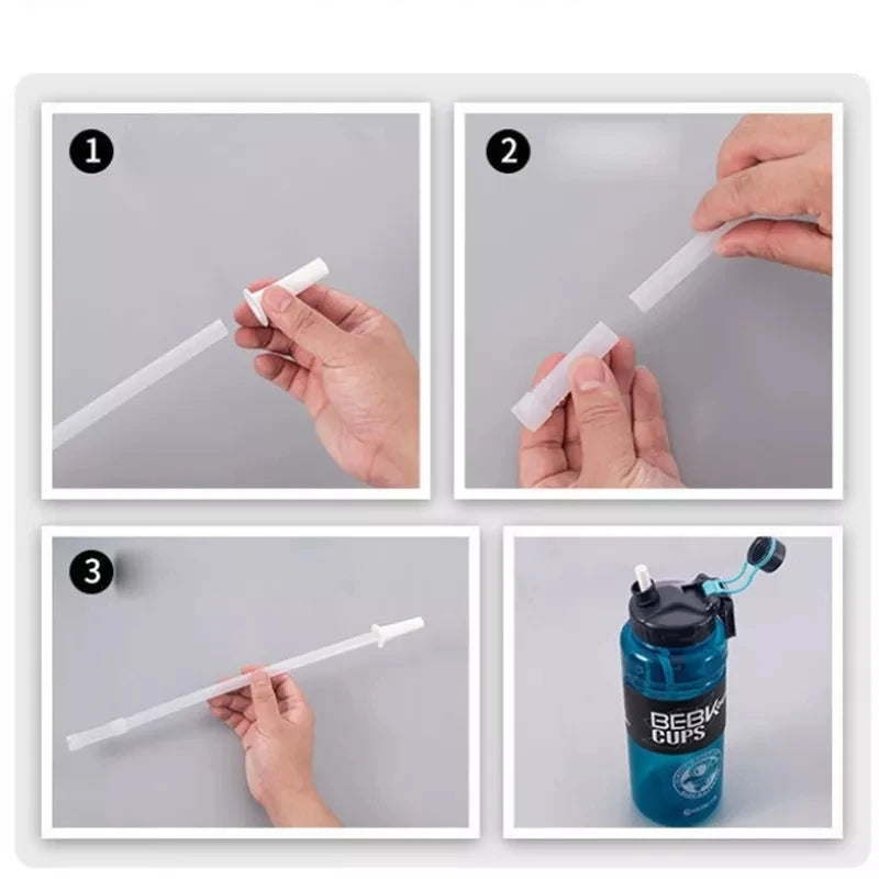 2L Motivational Water Bottle with Straw Fitness Jug
