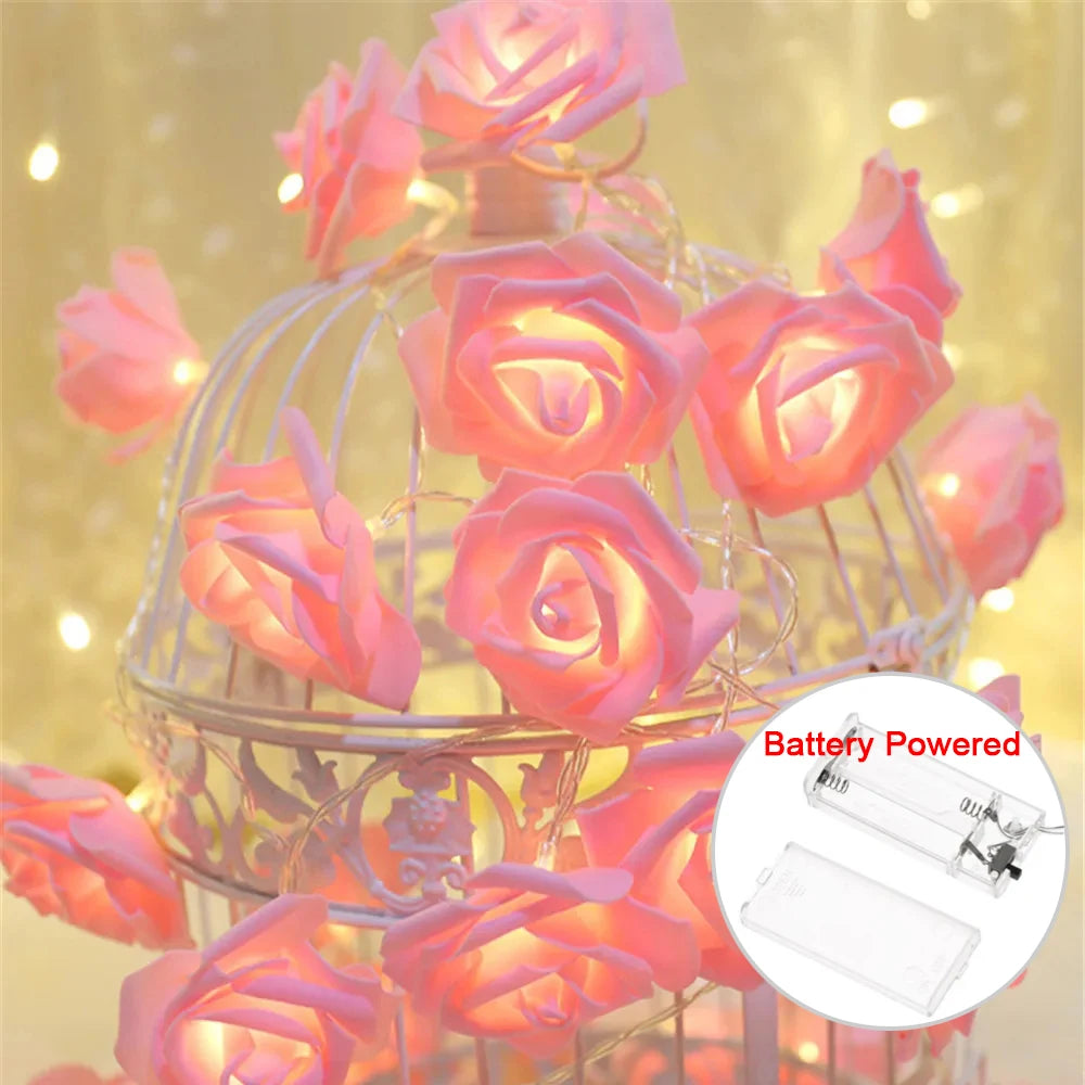 Rose Flower LED Fairy Lights USB String Decoration