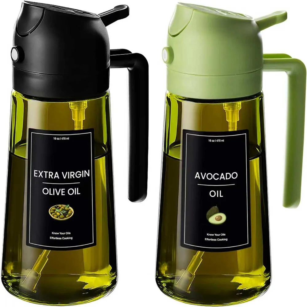 2-in-1 Olive Oil Sprayer Bottle Spray & Pour 470ML Glass Dispenser Secondary image