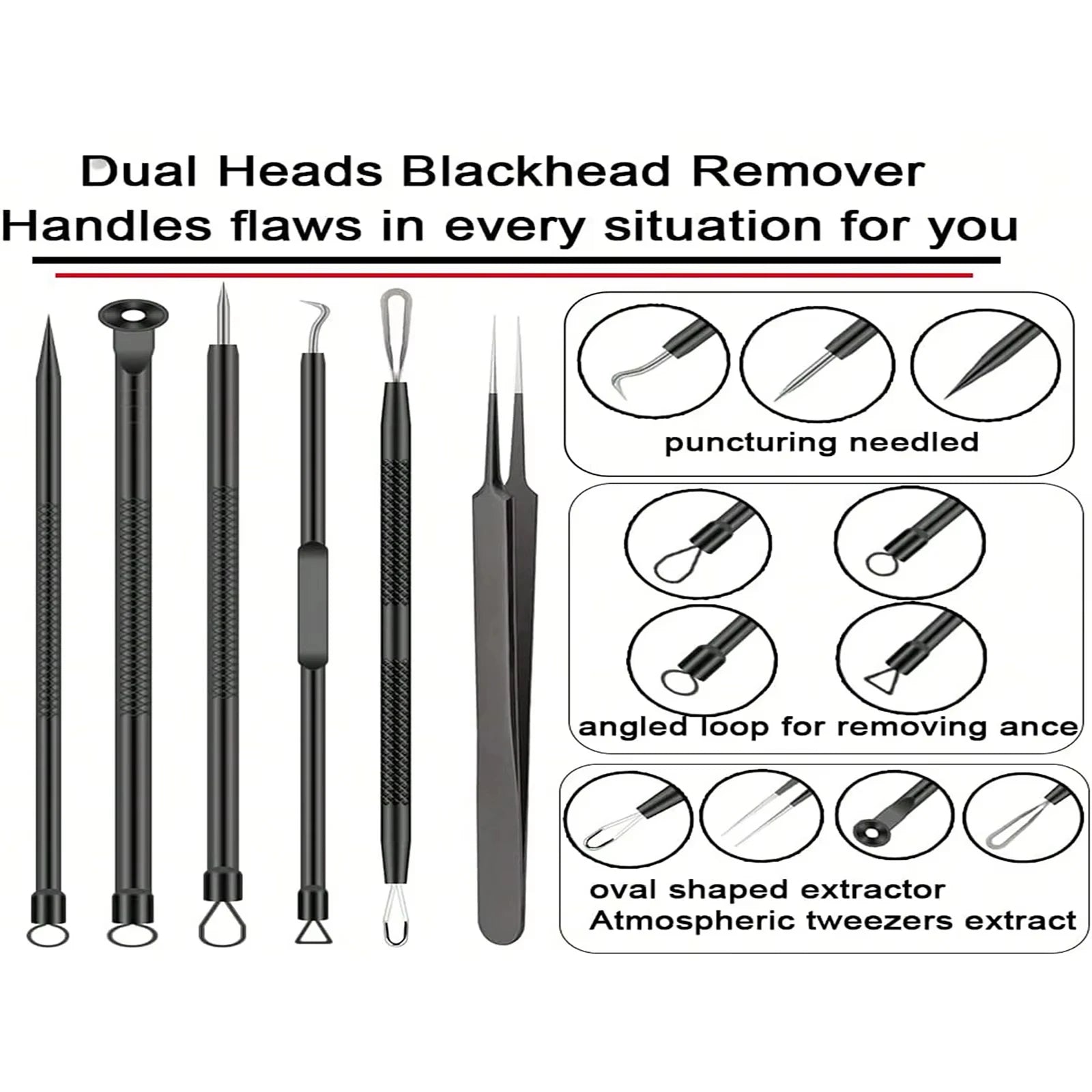 6Pcs Acne Needle & Clip Set – Stainless Steel Blackhead Remover Tool Secondary image