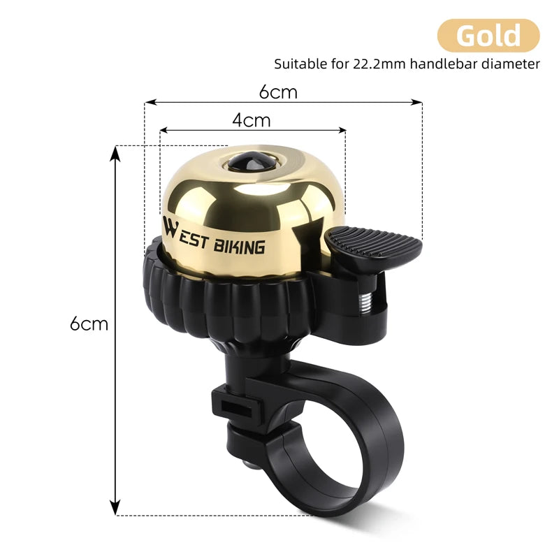 WEST BIKING Mini Thumb Bike Bell Retro Copper Bicycle Handlebar Bell