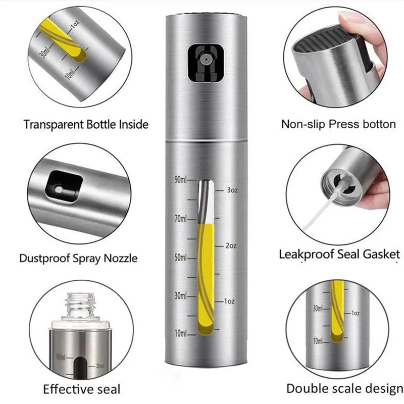 BBQ Oil Spray Bottle 304 Stainless Steel Olive Oil & Vinegar Sprayer