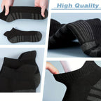 Close up view of men's mesh breathable sports socks showing fabric texture and high quality elastic cuff.