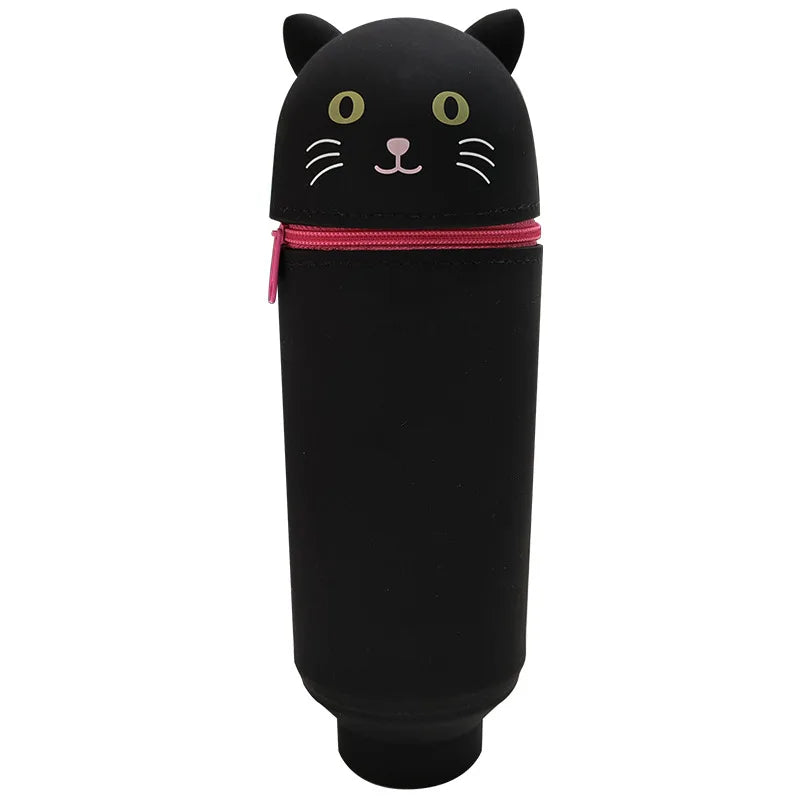 Cute Animal Silicone Pencil Case 2-in-1 Zipper Pen Pouch
