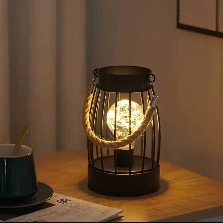 Iron Wire Cage LED Night Light for Bedroom & Living Room