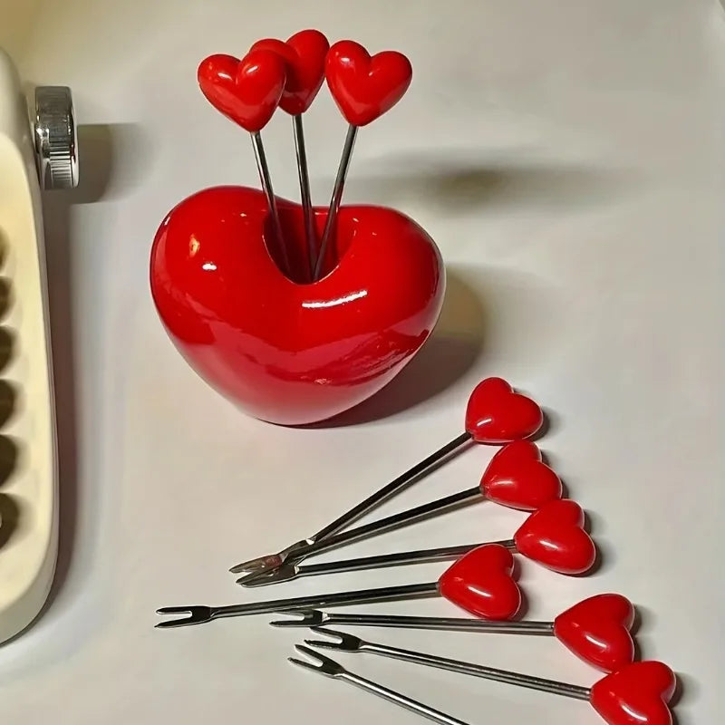 Love Fruit Fork Set Stainless Steel Cake, Snack & Dessert Forks Gift Set