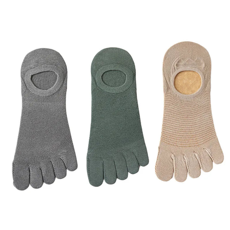 Men’s Toe Socks Breathable Anti Sweat Casual Finger Socks 3 Pairs