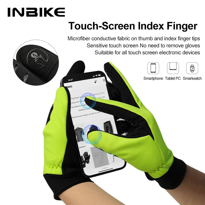 Winter Cycling Gloves Waterproof Touchscreen Fleece Thermal Bike