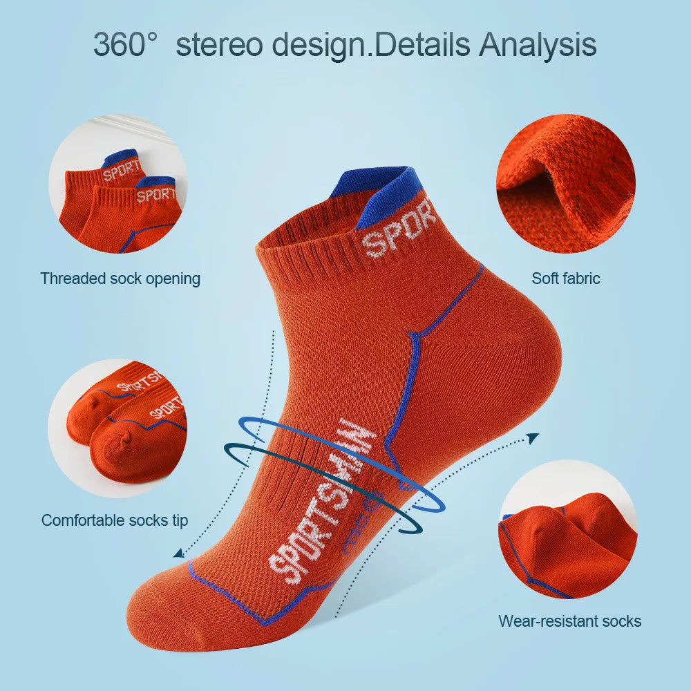 Breathable Basketball Socks Men 6 Pairs Sweat Absorbent Mesh Running