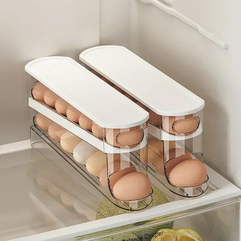 Rolling Egg Holder 2 Layer Fridge Organizer