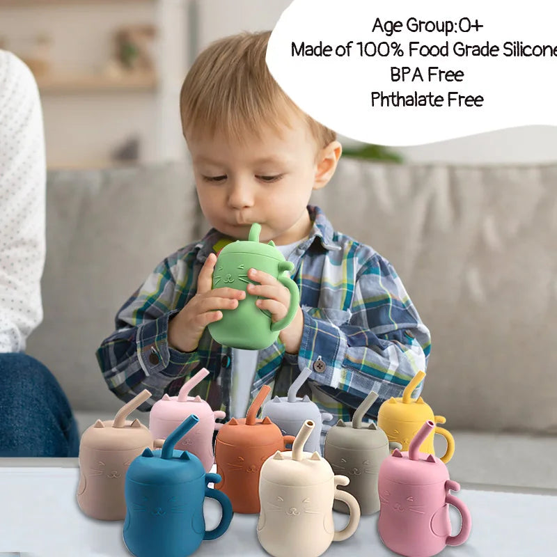Baby Silicone Straw Cup Leakproof Snack Container