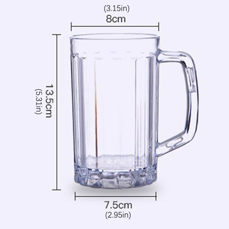 500ml Transparent Plastic Beer Mug Unbreakable Drink Cup