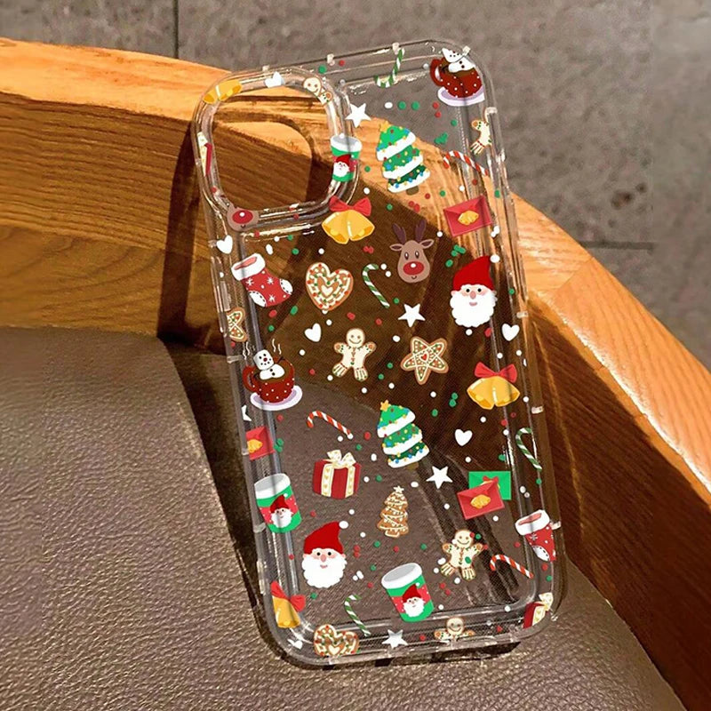 Cartoon Christmas Clear Case for iPhone 11 12 13 14 15 16 17