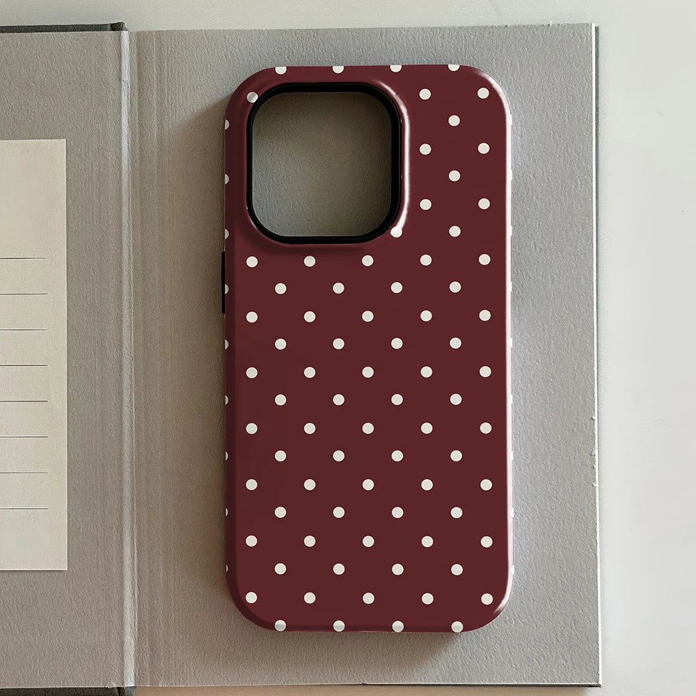 Luxury Polka Dot Case for iPhone 11 12 13 14 15 16 17 Pro Max