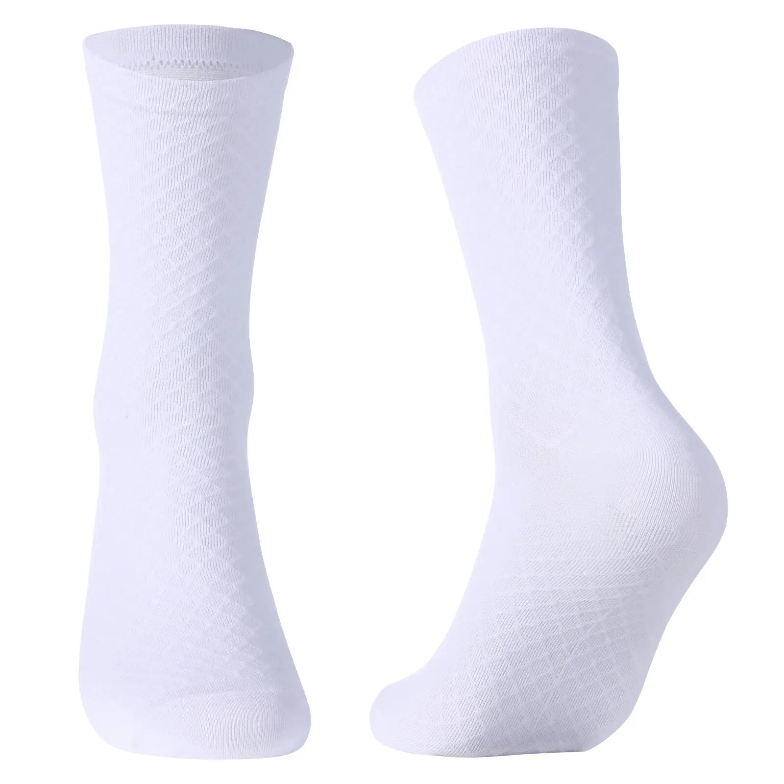 Professional road bike racing socks for men and women featuring high quality white breathable cycling crew socks design