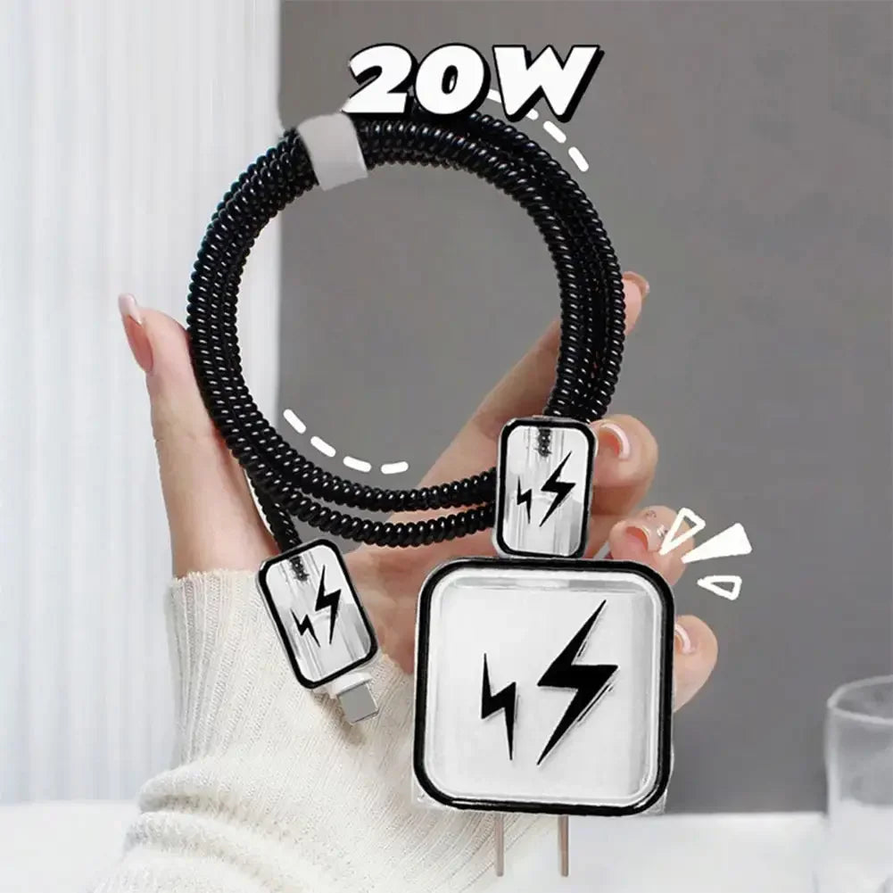 Fast Charger Protector Case & USB Cable Wrap for iPhone 15/14/13