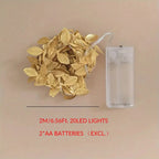 Golden Leaves Fairy Lights 20 LED Copper Wire String