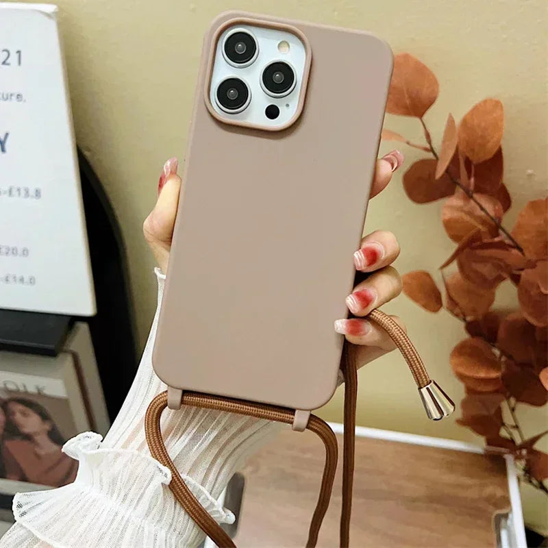 Crossbody Strap Silicone Case for iPhone 11 12 13 14 15 16 Pro Max Main image