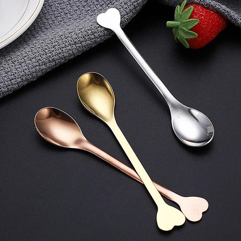 2Pcs Love Handle Coffee Spoon Set – Stainless Steel Tea & Dessert Spoon