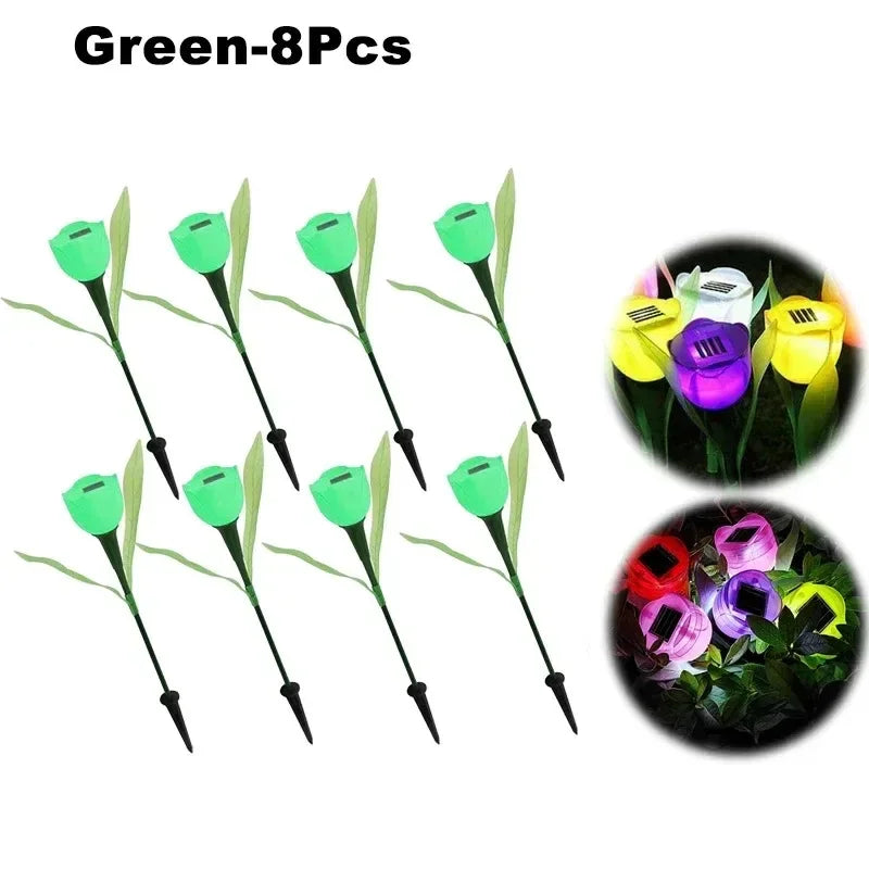 Solar Tulip Rose Flower Lights for Waterproof Garden Decor