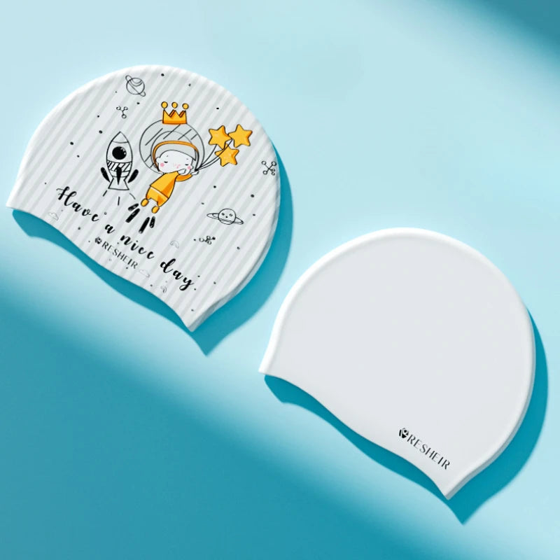 Cartoon Kids Silicone Swimming Cap Waterproof Swim Hat