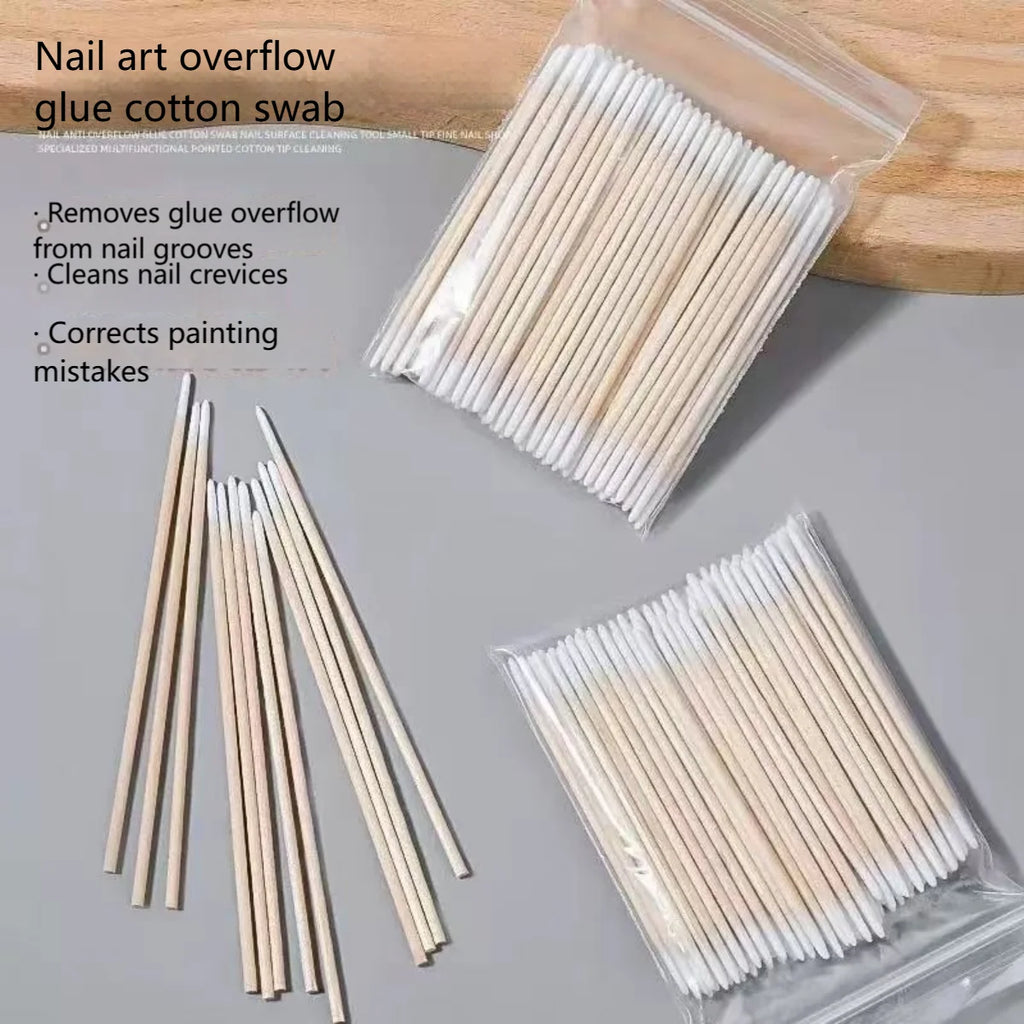 Wooden Tip Cotton Sticks Nail Polish Corrector Manicure Tools