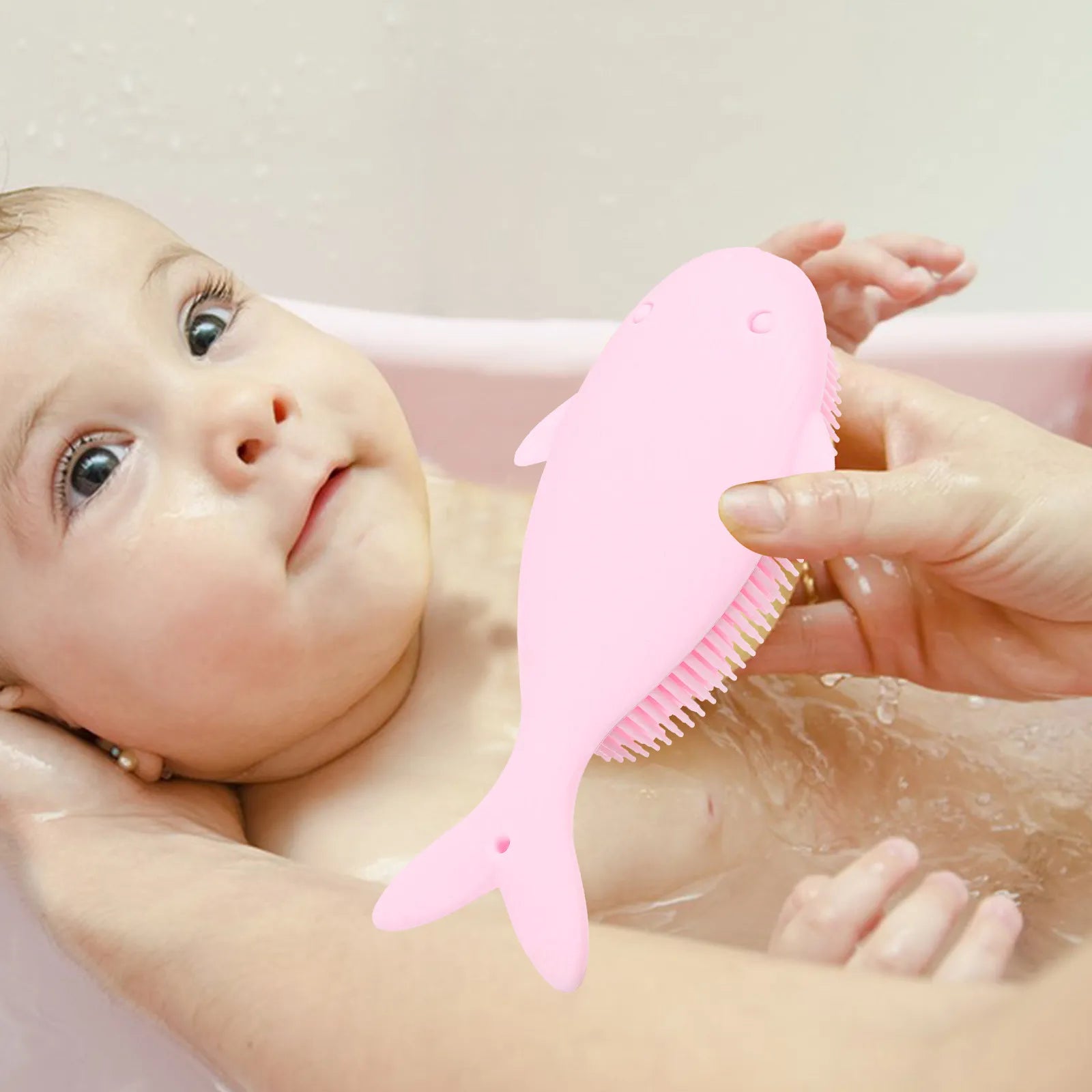 Whale Shape Baby Silicone Shower Brush Soft Scalp Massager