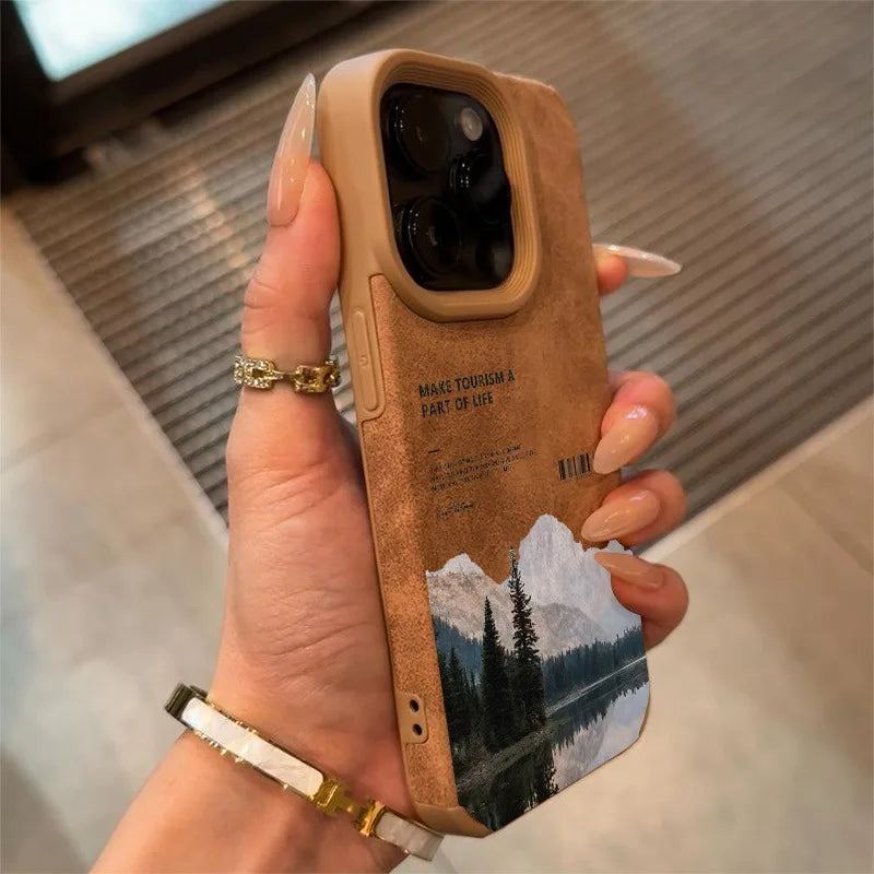 Mountain Lake Scenery Case for iPhone 11 12 13 14 15 16 17 Pro Max