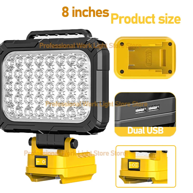 Cordless LED Work Light for DeWalt 20V Battery
