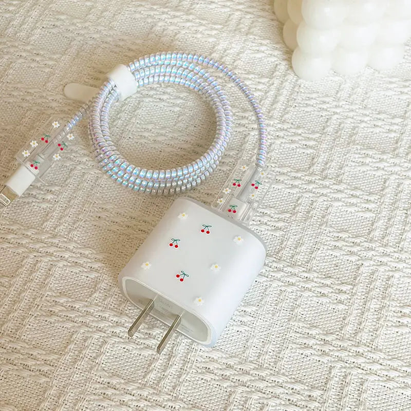 Cute Cherry Charger Cover for iPhone 20W USB Cable Protector