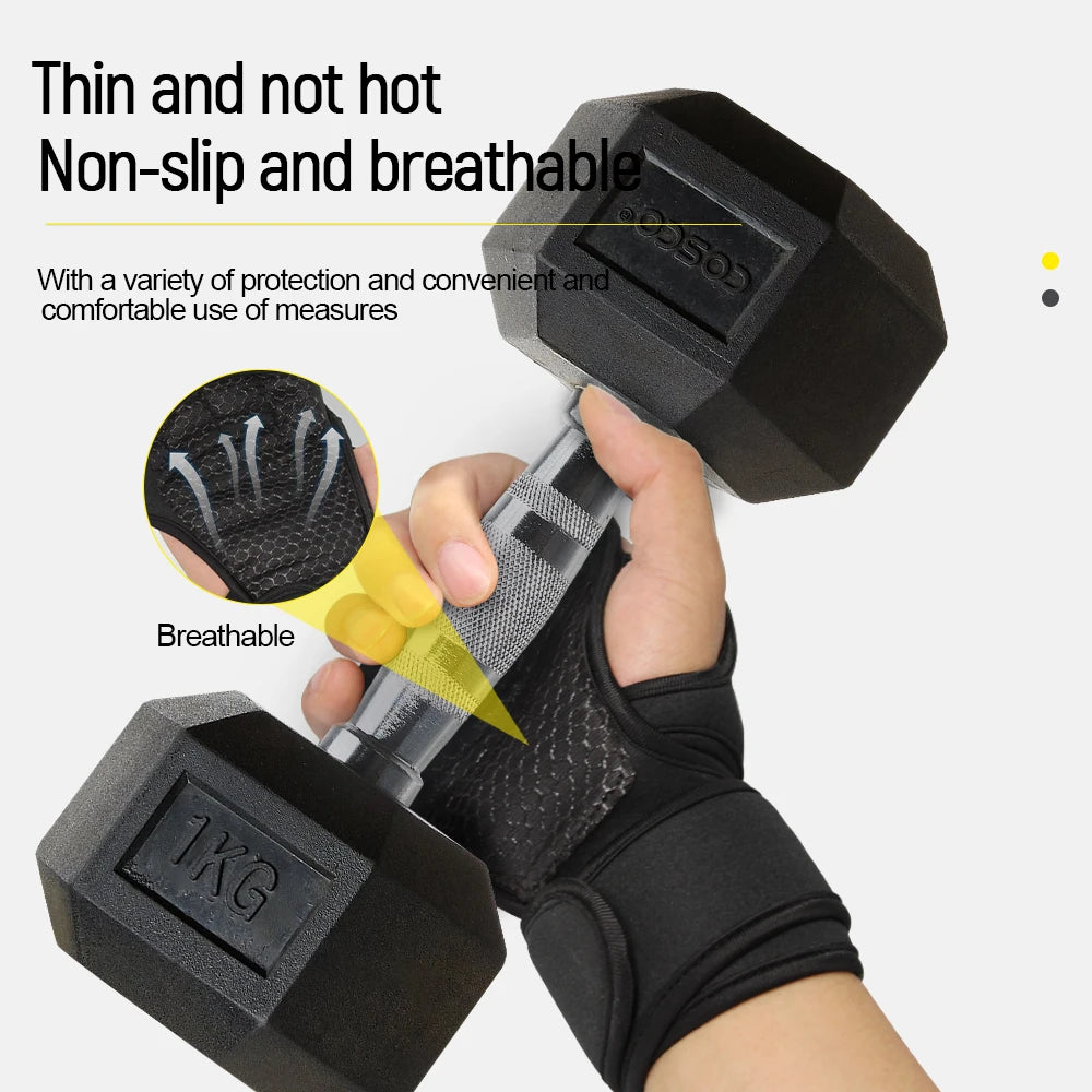 Workout Gloves Half Finger Wrist Wrap Gym Weight Lifting Cycling